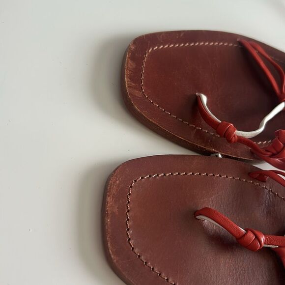Anthropologie Pilcro Tie Up Leather Boho Sandals Size 10 - Picture 3 of 6